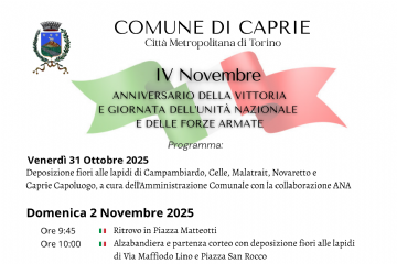 Celebrazione della ricorrenza del IV NOVEMBRE